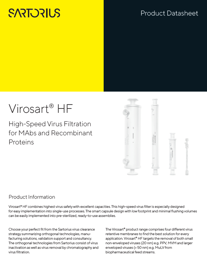 Virosart® HF za brzu filtraciju virusa za MAbs i rekombinantne proteine - Sartorius Croatia
