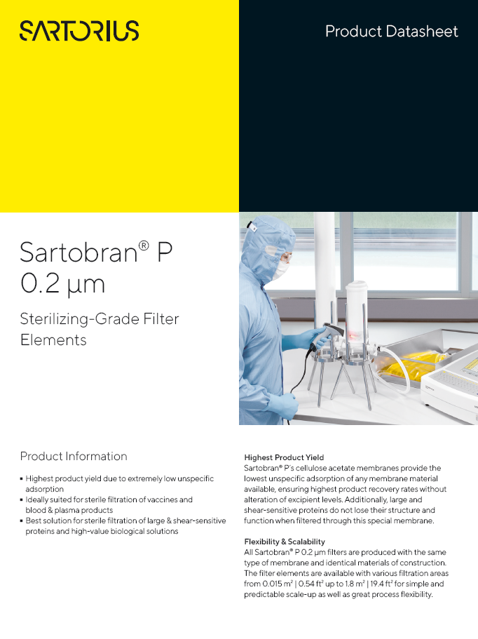 Sartobran® P 0.2 µm: Sterilizing-Grade Filter Elements - Sartorius Croatia