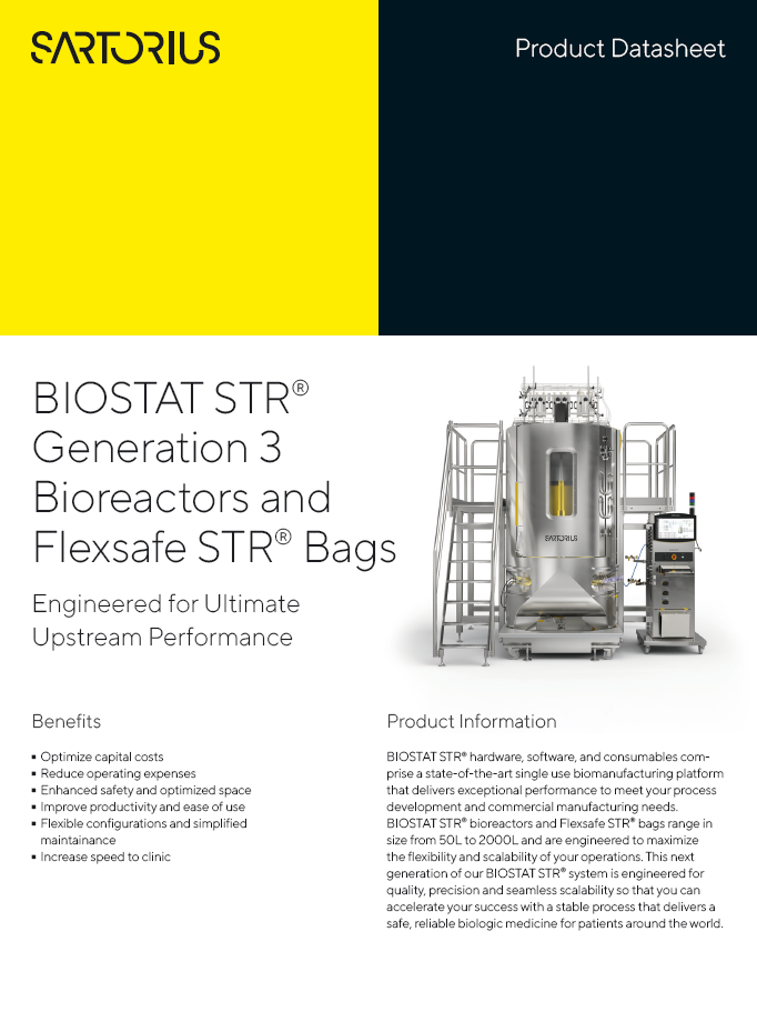 BIOSTAT STR® Generation 3 Bioreactors and Flexsafe STR® Bags - Sartorius Croatia
