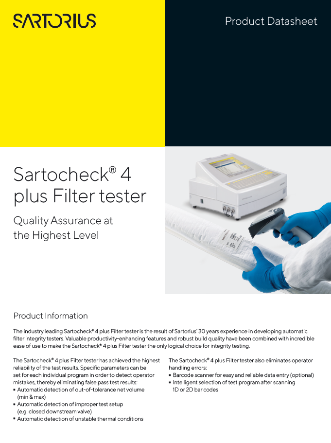 Sartocheck® 4 Plus za ispitivanje integriteta filtera - Sartorius Croatia